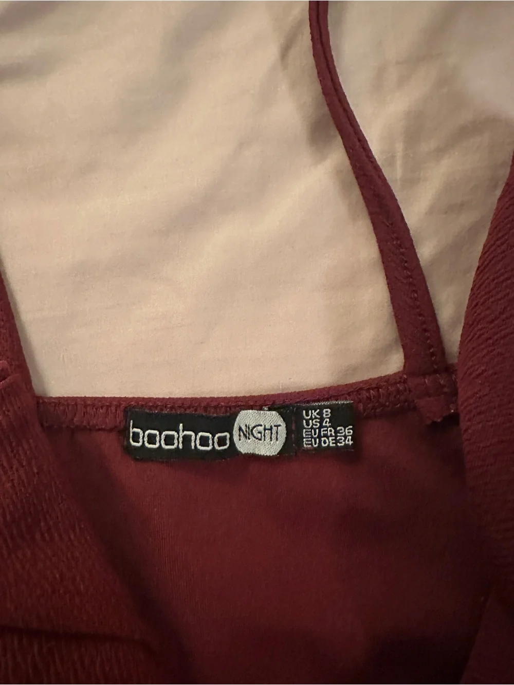 Boohoo Burgundy Matching Set Bralette & Wide-Leg Button-Front Pants